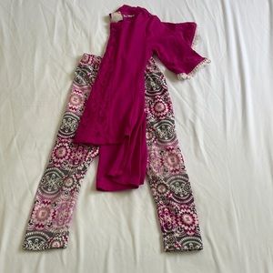 Girls pink shirt and leggings set